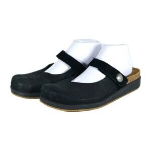 Aetrex Women’s Scarlett US10 Suede Black Orthotic Mary Jane Clogs Mules Shoes